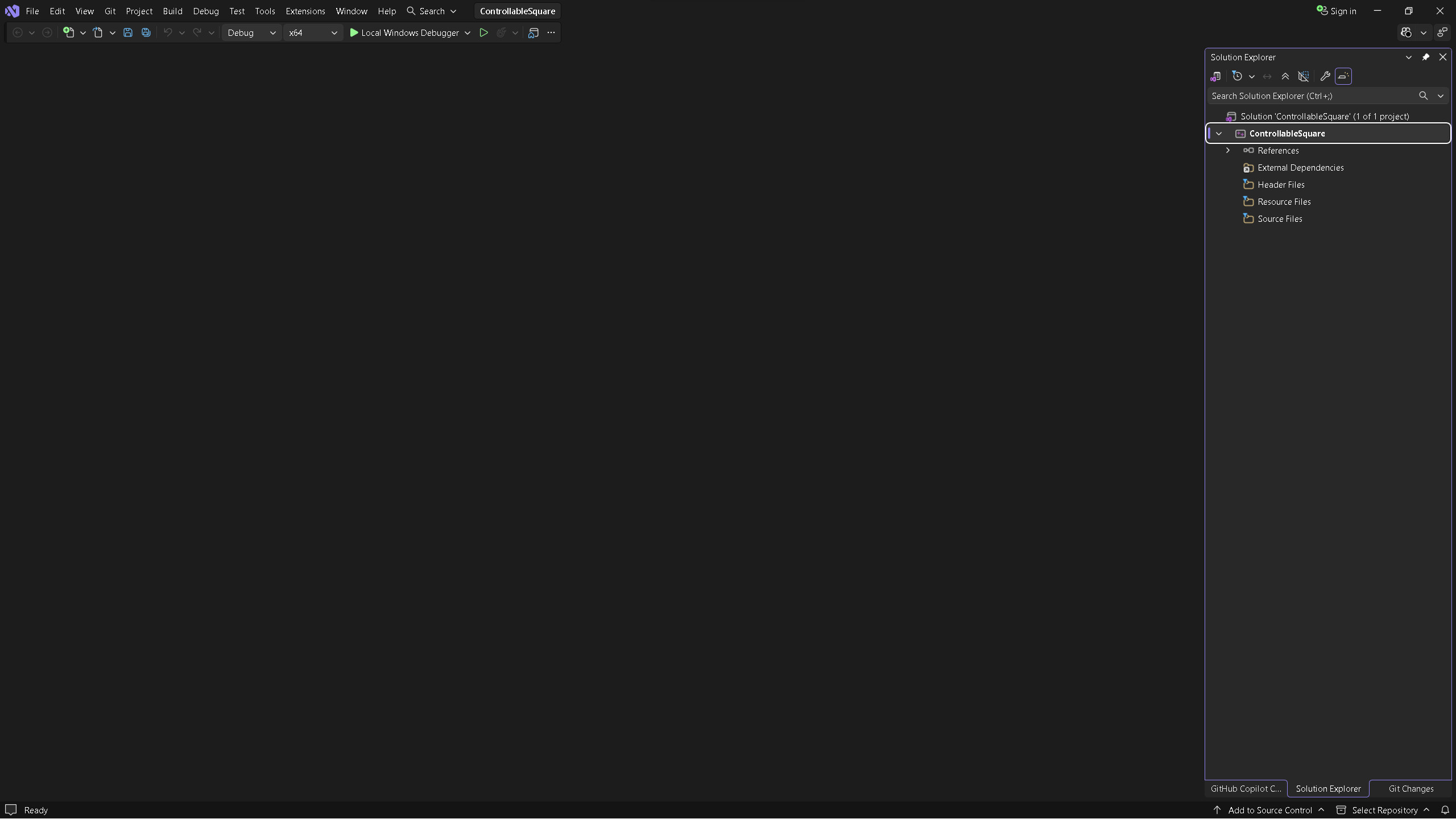 The Visual Studio start window.