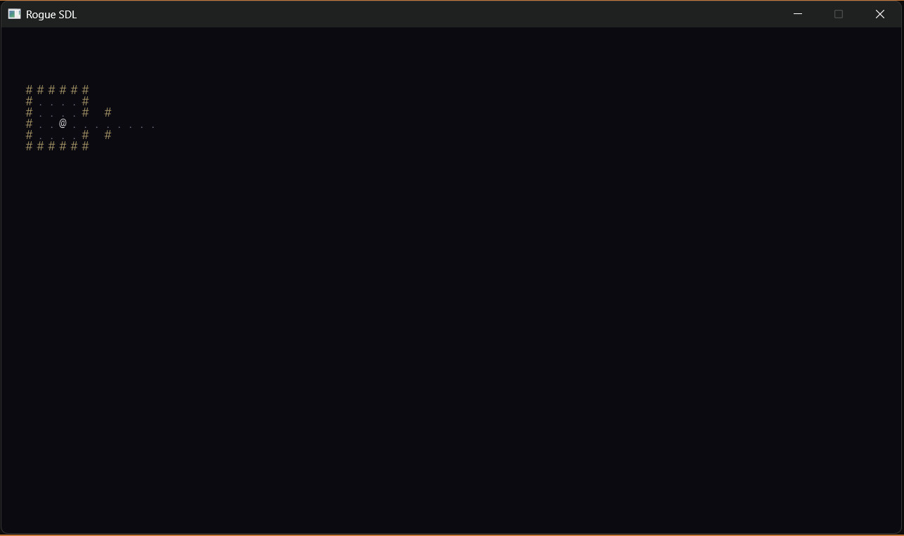Rogue SDL Part 1 — initial dungeon view with player at start