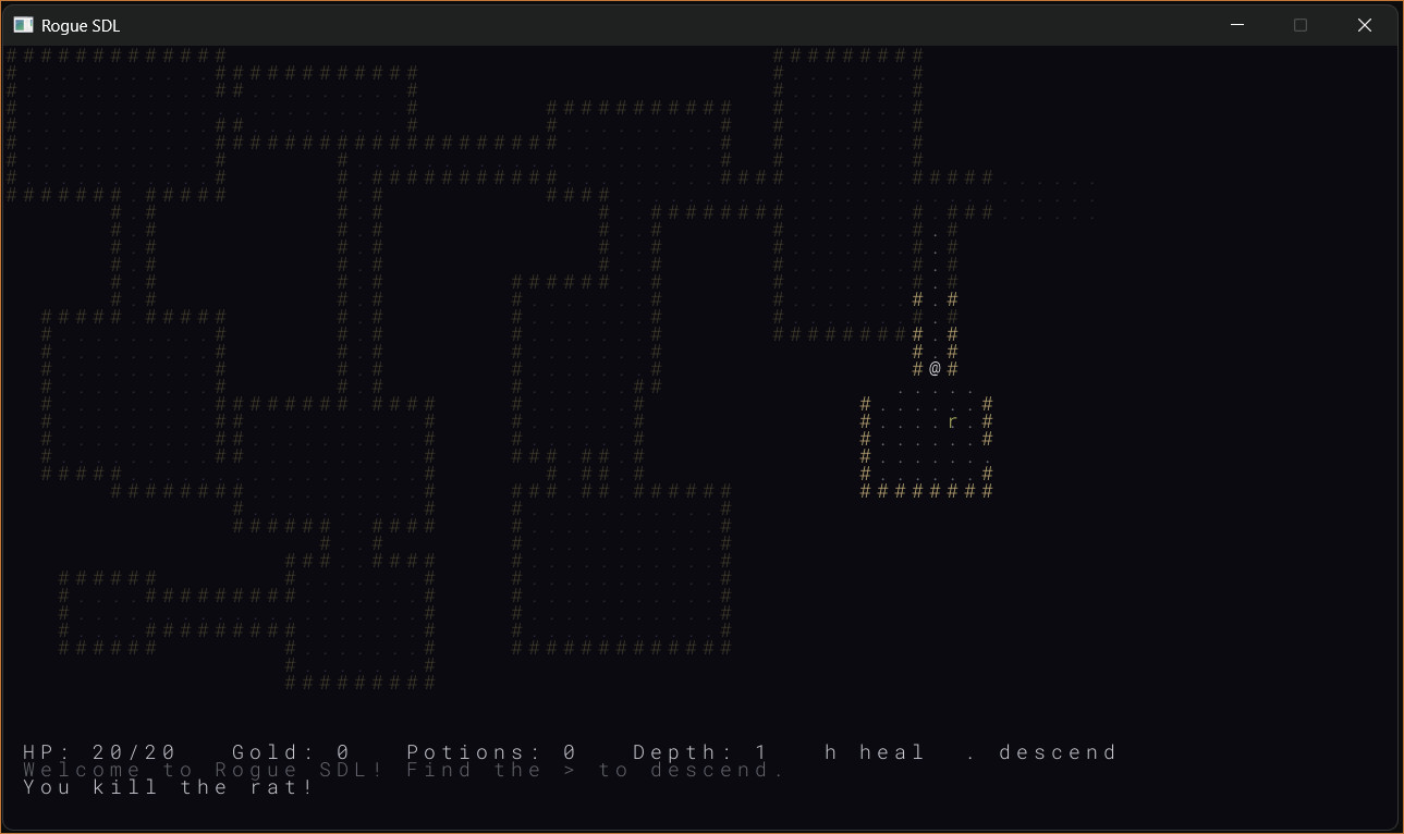Rogue SDL Part 2 — combat messages in the HUD log