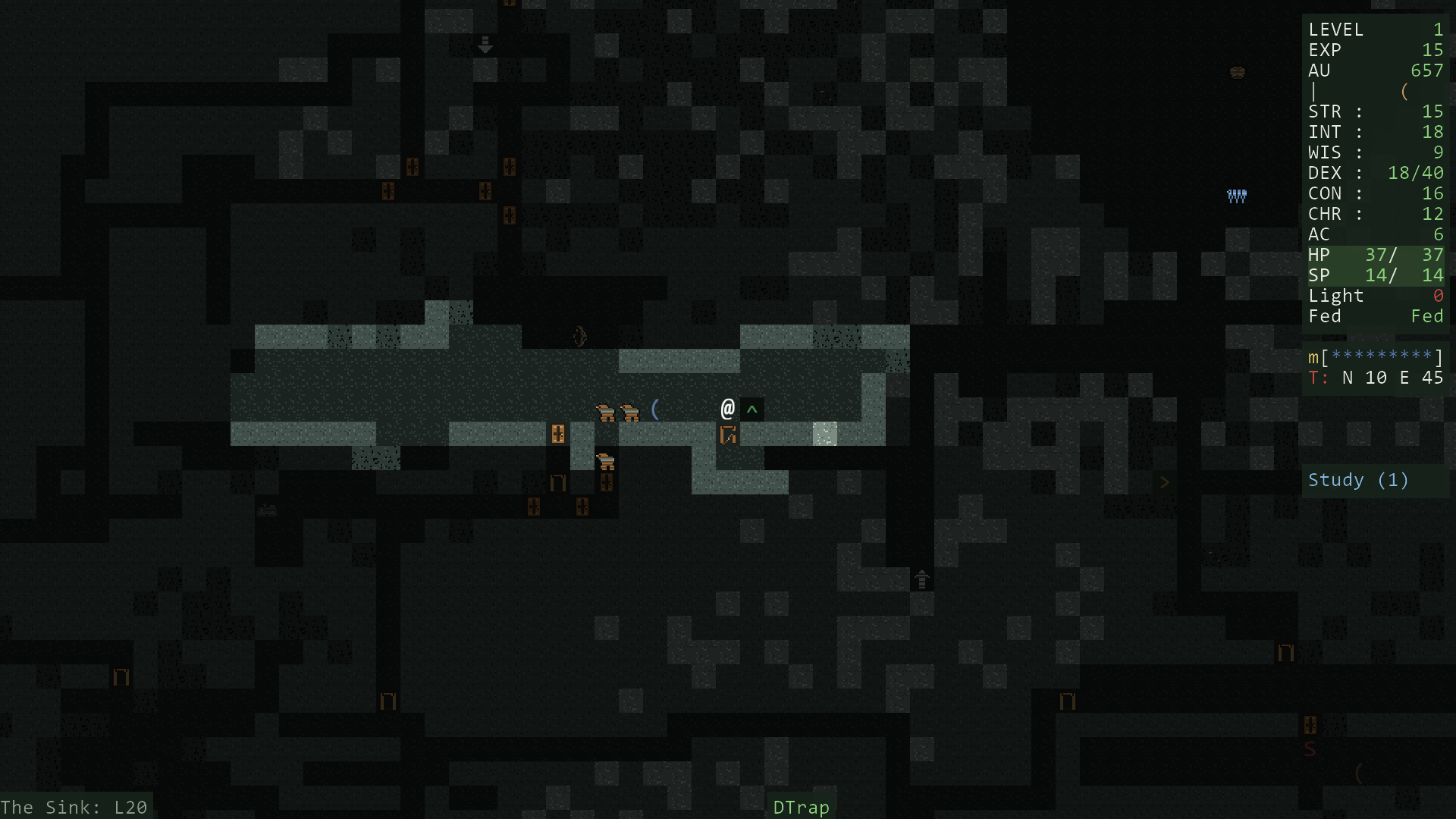The Sink in Ormeq explored using optional tiles, with glyphs for elements that have no tile.