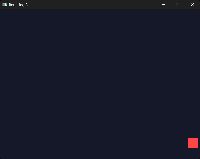 The Bouncing Ball running, caught near the bottom-right corner, just short of the right wall.