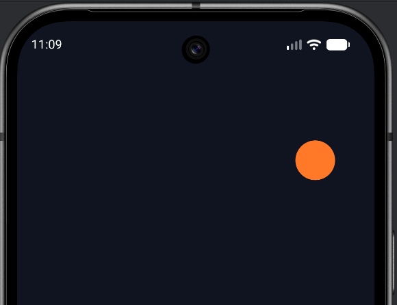 The threaded game loop running: an orange ball mid-bounce against a dark background.