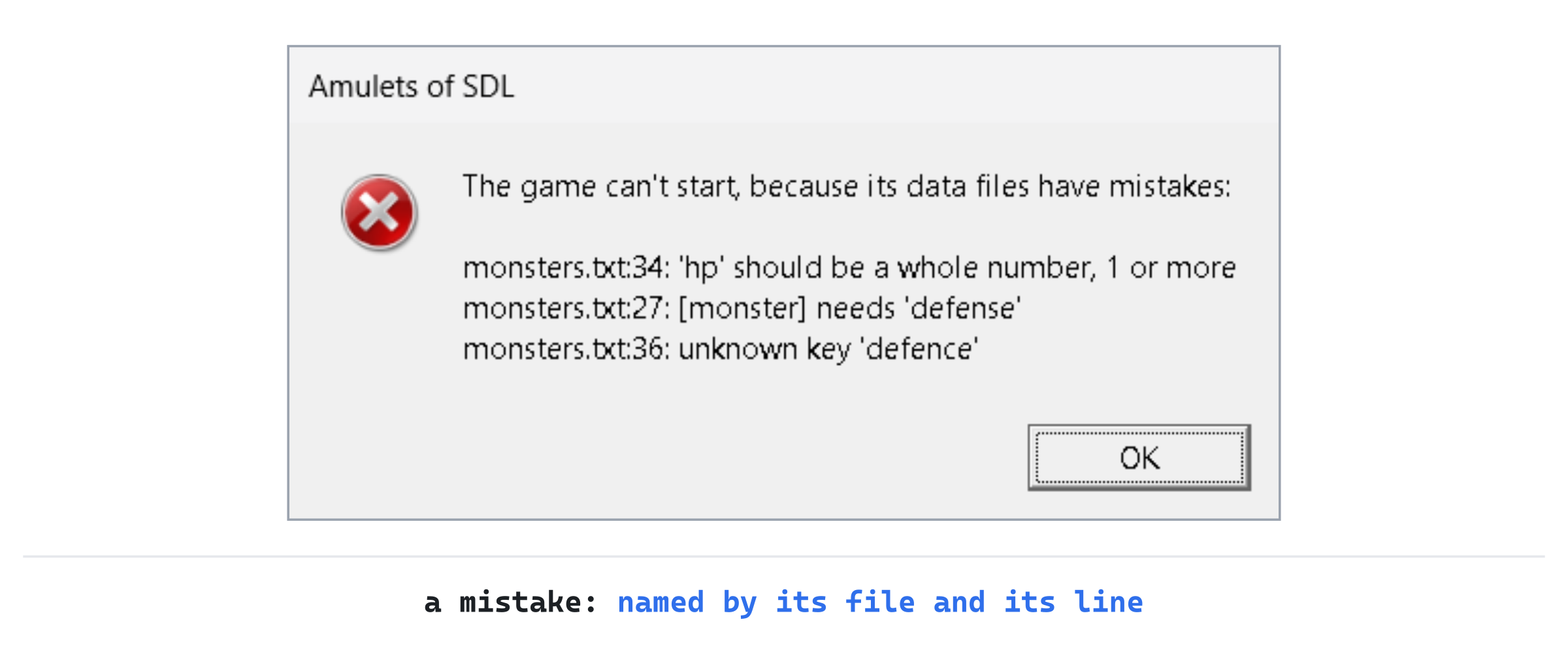 The mistakes, where a player will see them
