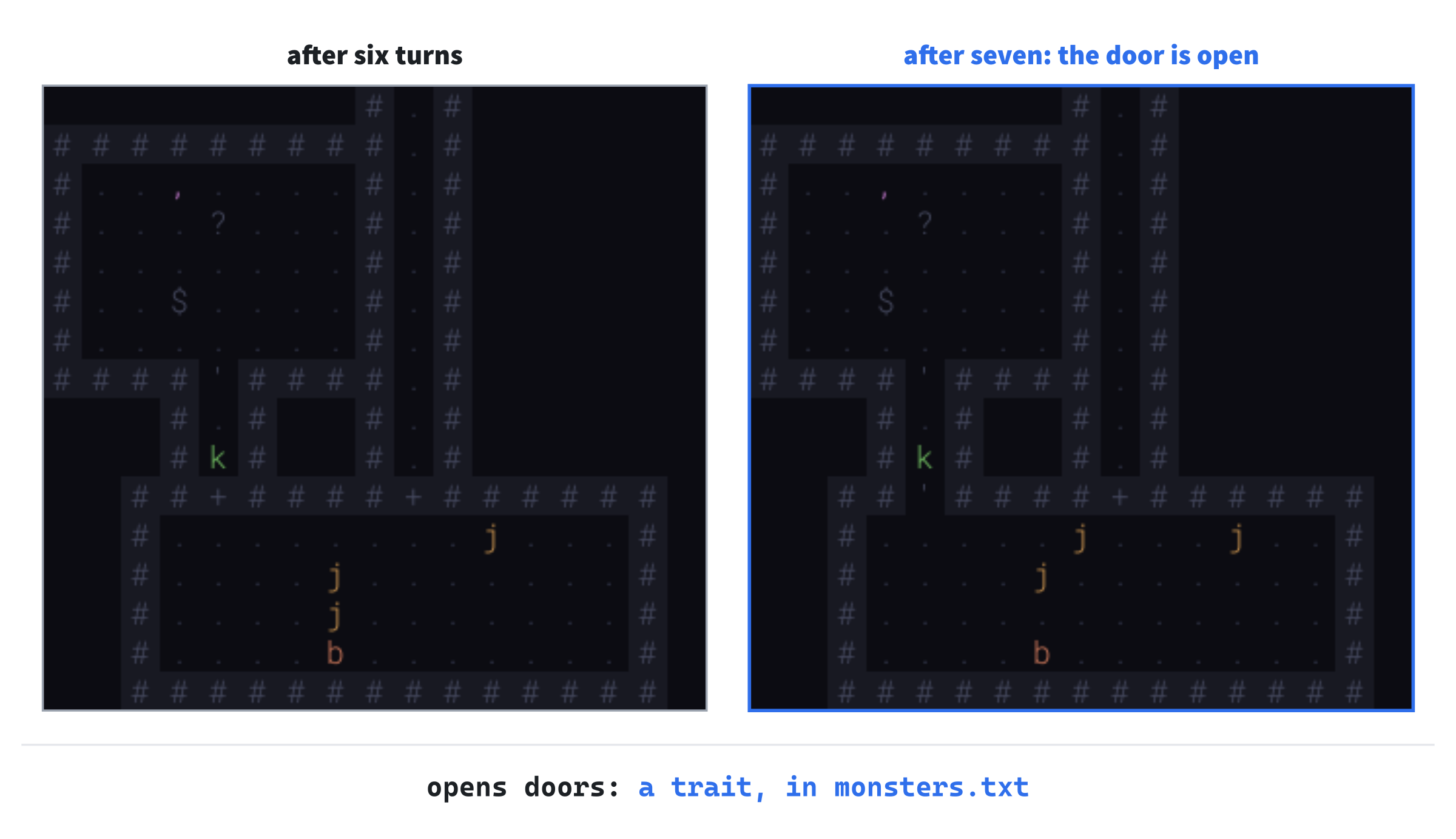 A kobold opens a door