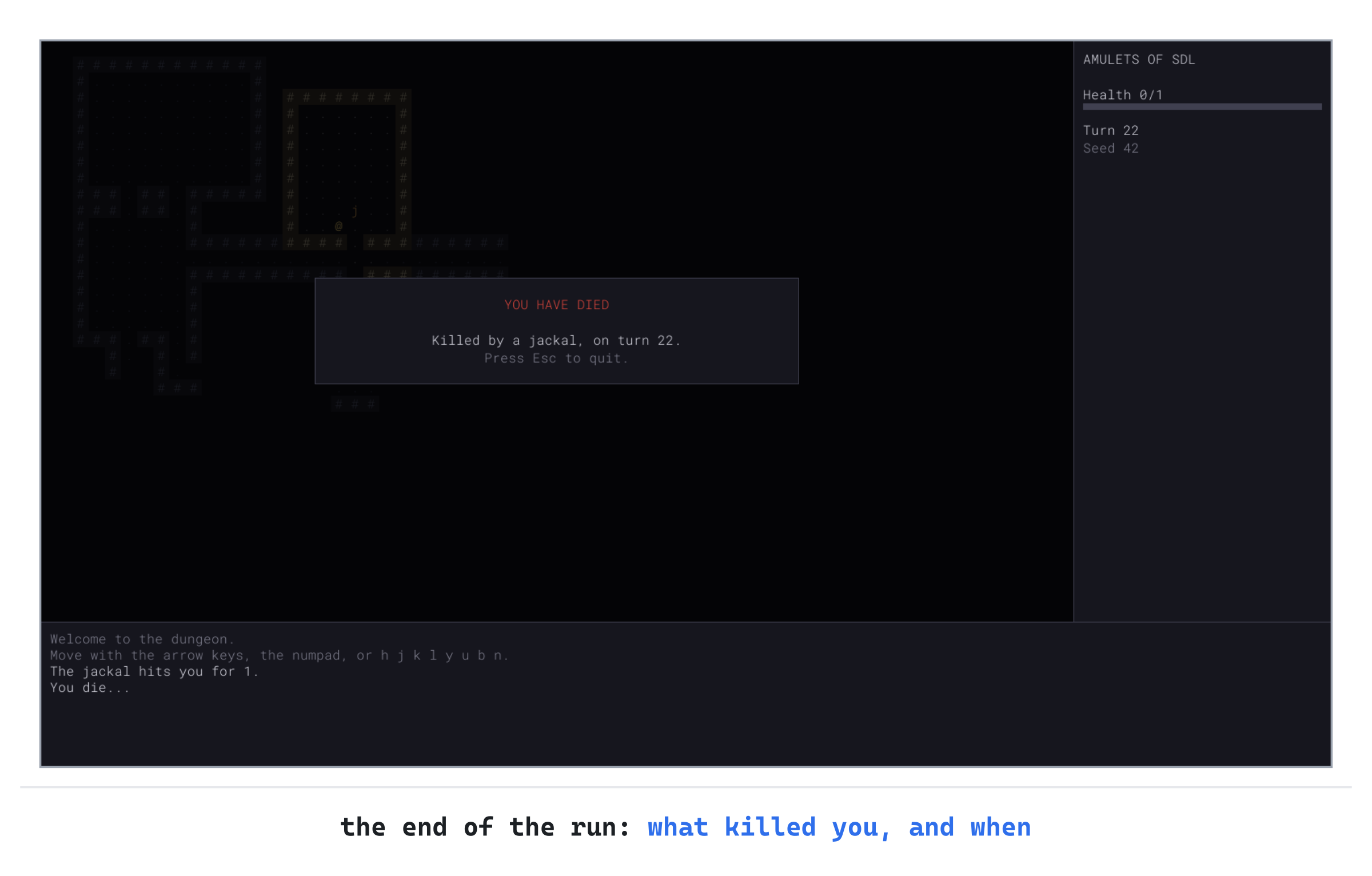 The death screen