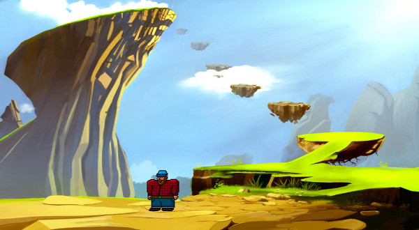 Bob the character sprite walking across a background in the simple C++ game engine demo.